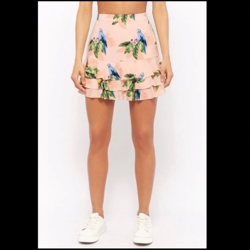 Pink Parrot Ruffle Mini Skirt - Picture 2 of 7